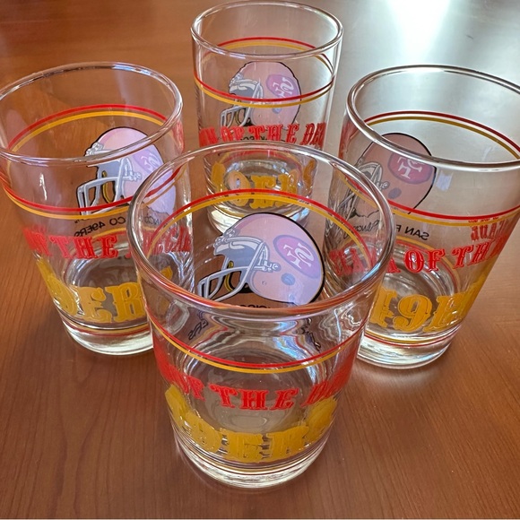 Vintage San Francisco 49ers Team of the Decade 12 oz Glasses 1980s NFL SET OF 4 - Picture 4 of 6